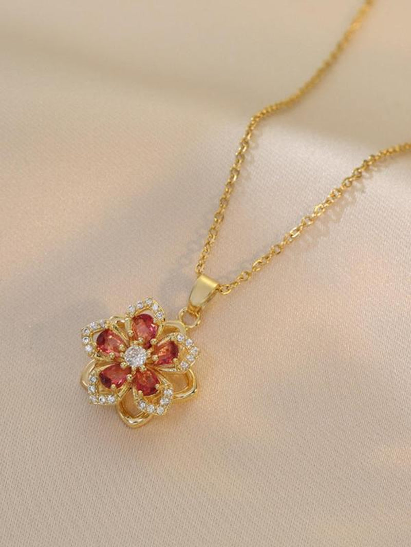 Rhinestone Flower Pendant Necklace